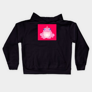 Cute pink unicorn frog Kids Hoodie